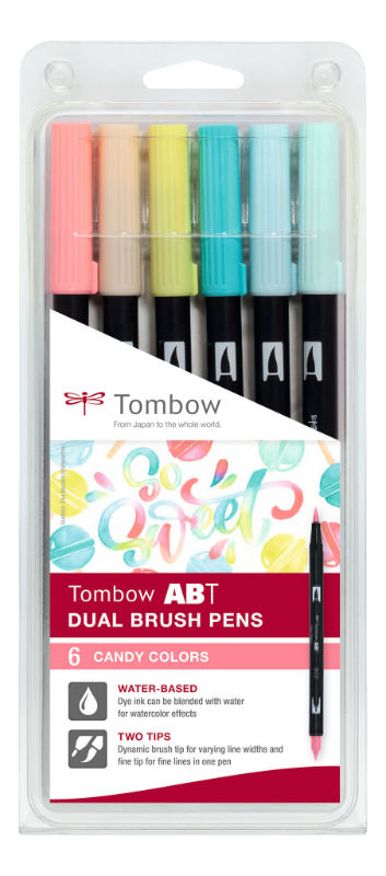 Image de  Set 6 Tombow ABT dual brush pen - candy 