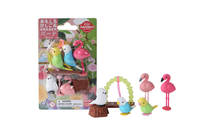 Ref. TROC01005, Set gommes - Oiseaux