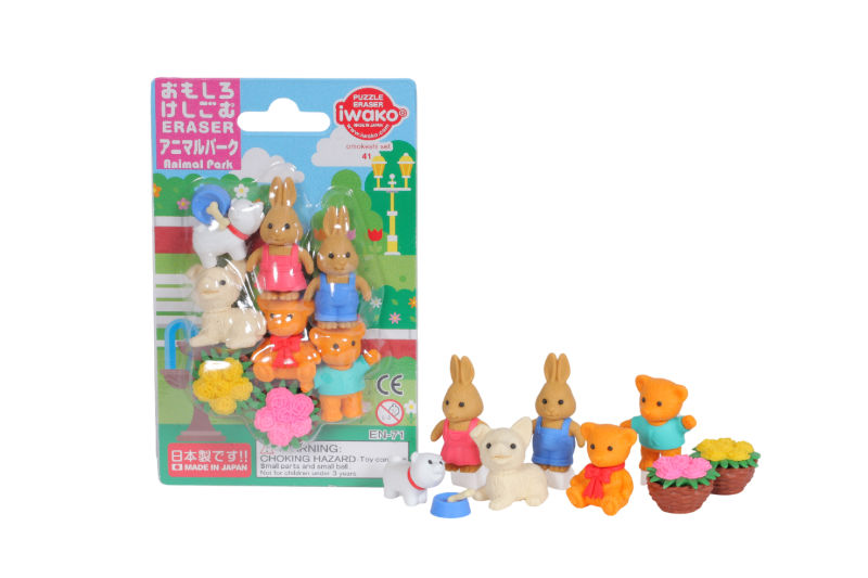 Ref. TROC01009, Set gommes - Les animaux du parc