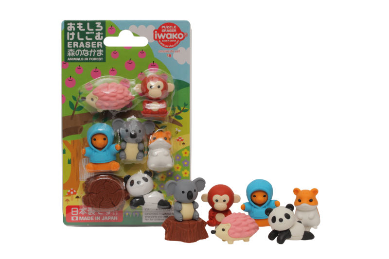 Ref. TROC01010, Set gommes - Les animaux de la forêt