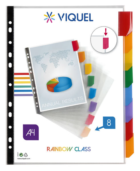 Image de  Intercalaires A4+ 8 compartiments Rainbow Class 