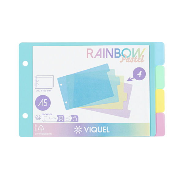 Image de  Intercalaires A5 4 compartiments Rainbow Pastel 