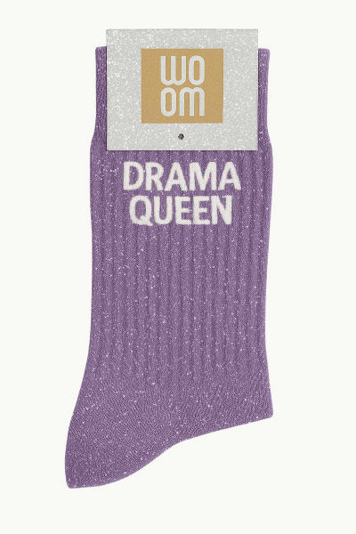 Image de  Chaussettes à Paillettes à MessageDrama Queen Mauve 