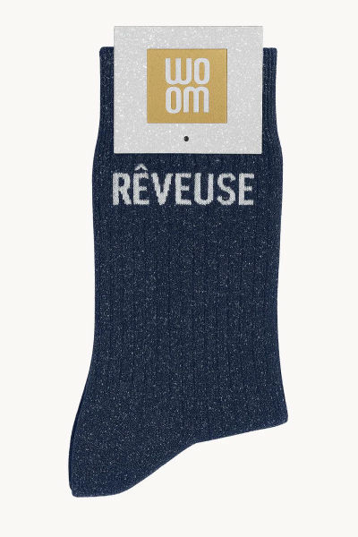 Ref. WOO73300103, Chaussettes à paillettes rêveuse bleu marine, Bleu, marque WOOM