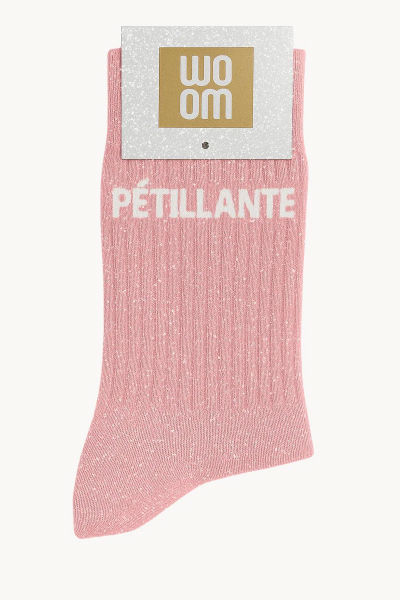 Image de  Chaussettes à Paillettes à Message Pétillante Rose 